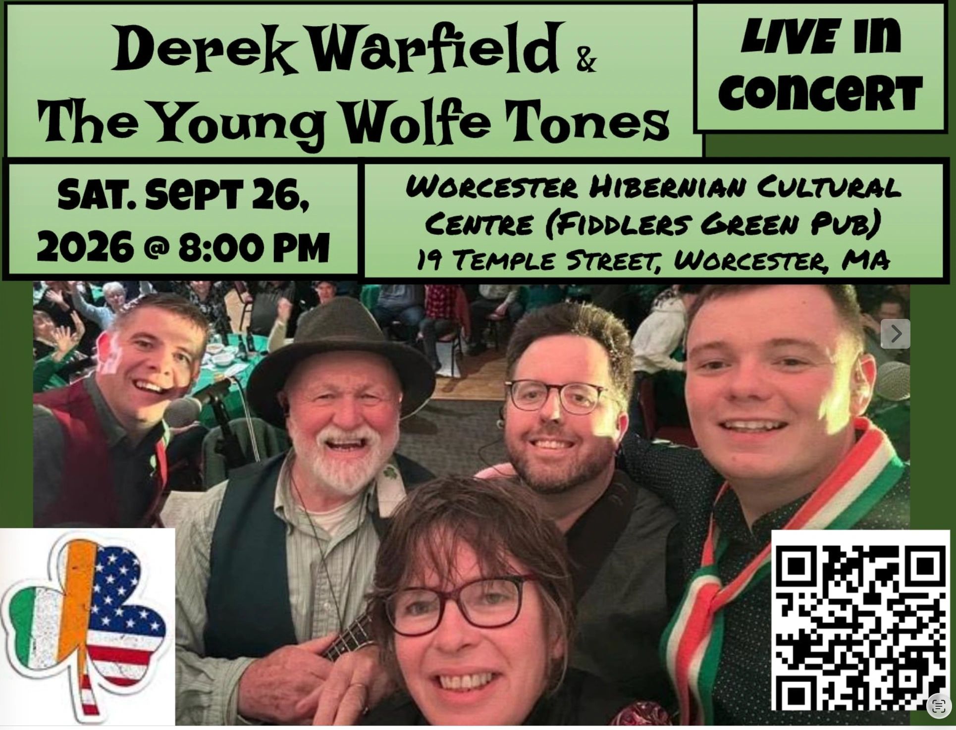 Live concert poster for Derek Warfield & The Young Wolfe Tones.