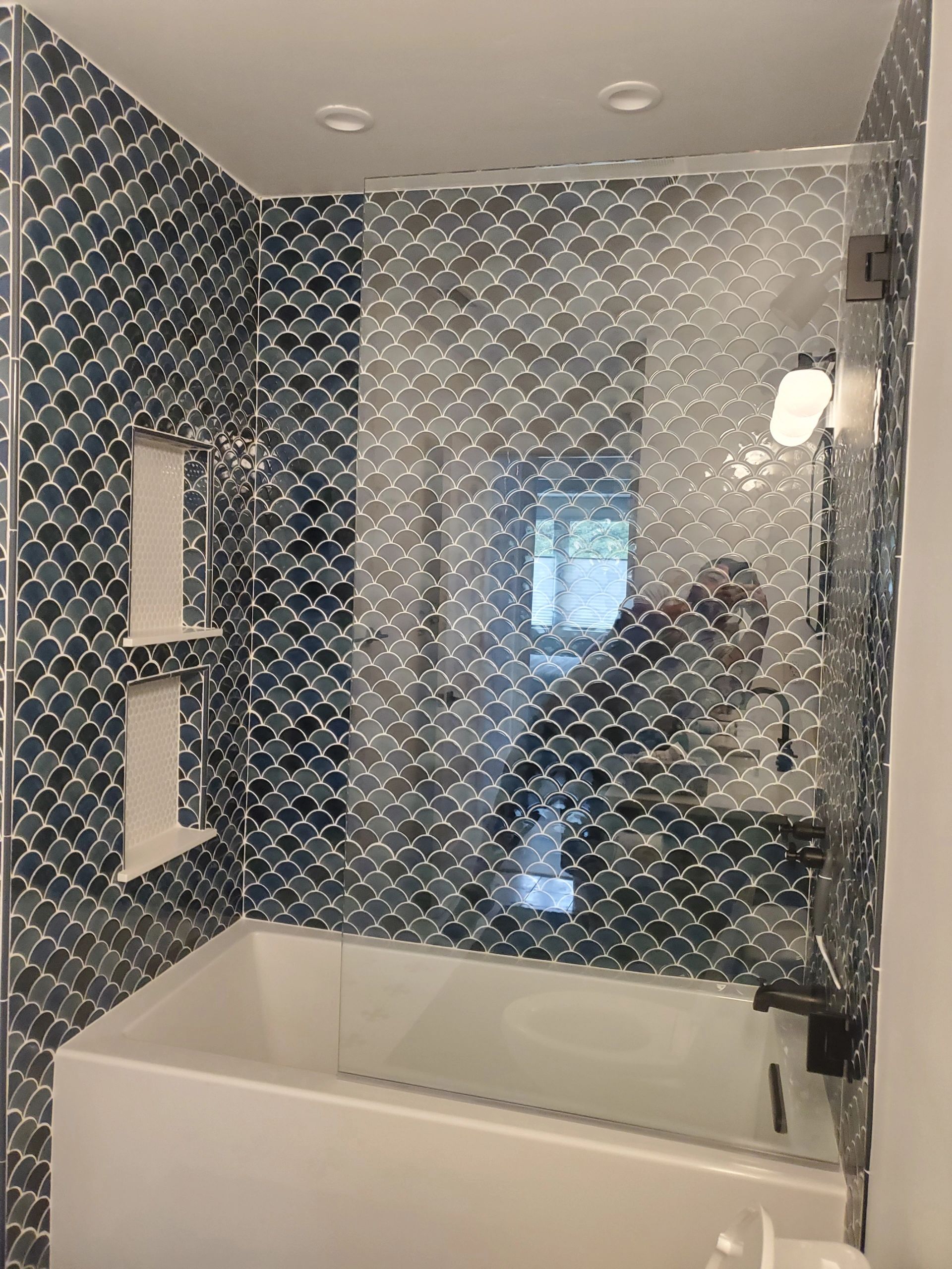 Blue Shell mosaic tile on  Bathtub