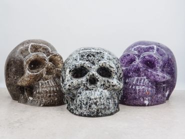 Gemstone resin skulls