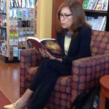 Maria at a book presentation and signing at Barnes and Noble.