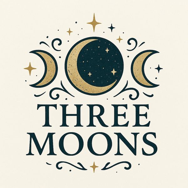 Artistic design featuring three crescent moons and stars with the text 'Three Moons'.