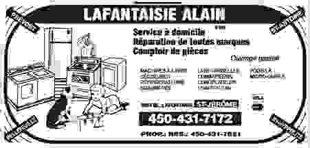 Lafantaisie Alain Réparation d’Électroménager a Saint-Jérome