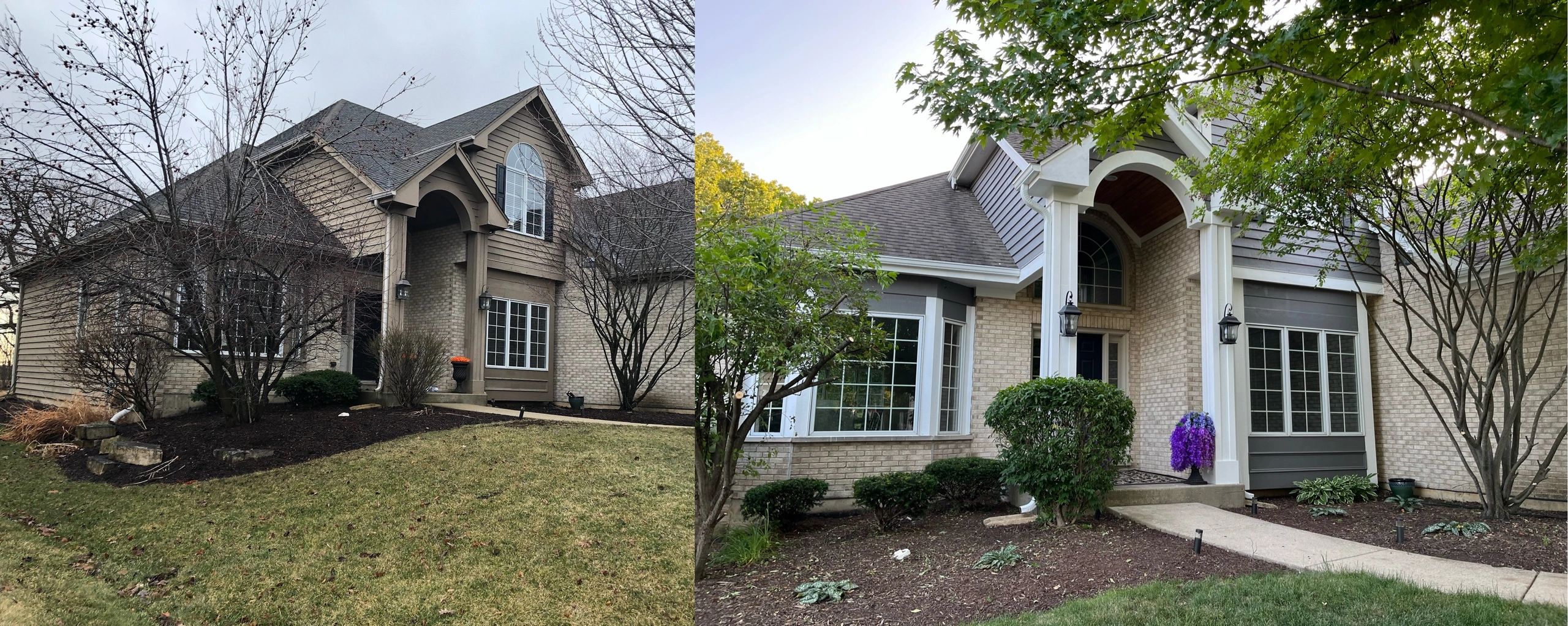 exterior remodel before and after grey and white siding