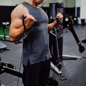 Man lifting weights.