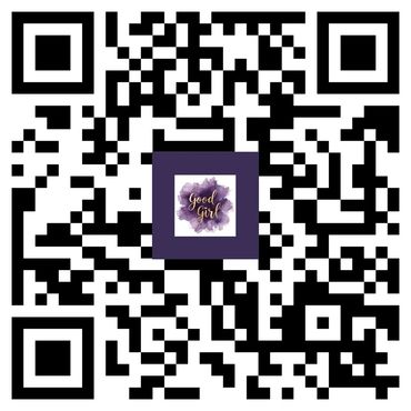 A QR code with a purple watercolor design and 'Good Girl' text in the center.