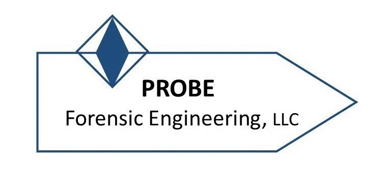 Logo of Probe Forensic Engineering, LLC with a diamond shape and arrow design.