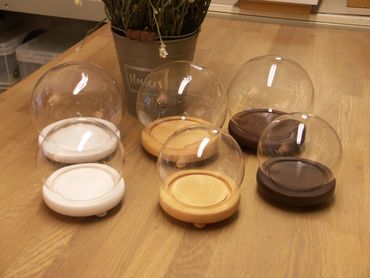 Base colours for cloche domes offered by The Flower Preservation Studio.
