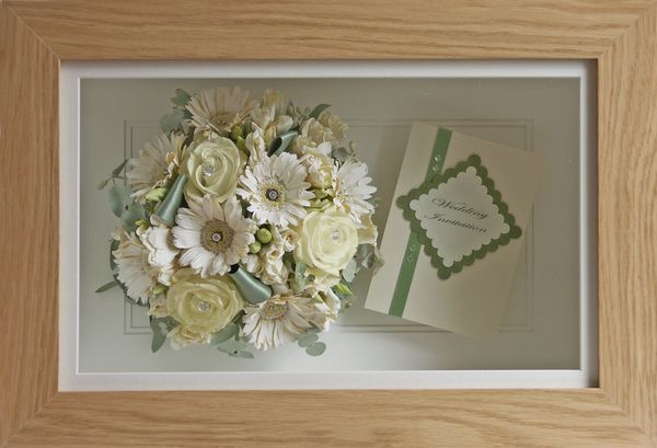 Downscaled, preserved wedding bouquet. Created by The Flower Preservation Studio.