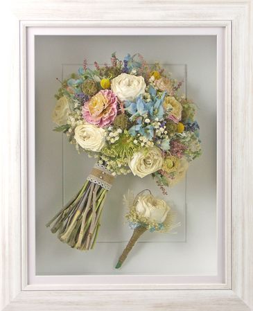Preserved wedding bouquet. Freeze dried flowers. Created by The Flower Preservation Studio.