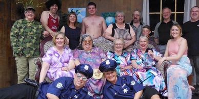 The cast of the Chris McKerracher play, The Crimson Cap Ladies Bare it All