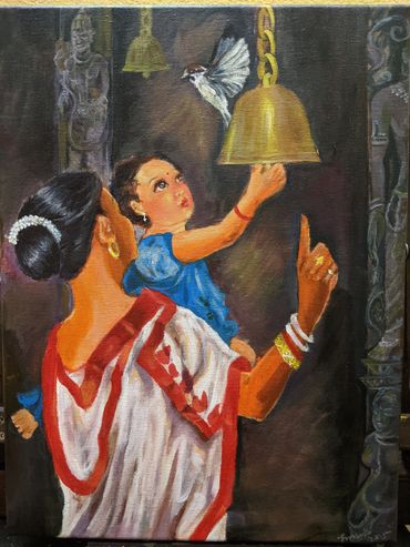 Mother and child in a temple