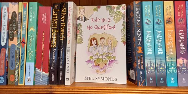 Bookshelf featuring books by Mel Symonds and other authors too