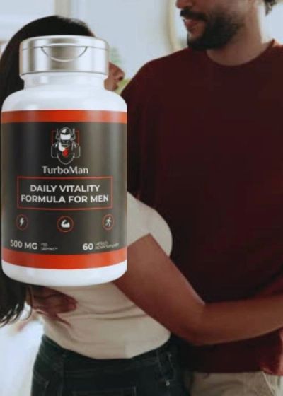 Bottle of TurboMan Daily Vitality Formula for Men.
