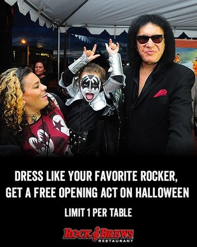 Dress like your favorite Rocker Rock & Brews Halloween banner ad