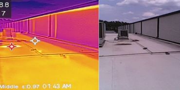 Thermal imaging detecting temperature variations on a roof