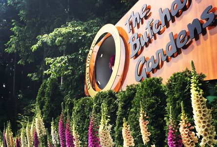 Welcome sign Butchart Gardens