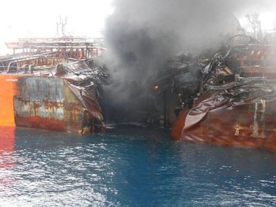 Collision damage to a tanker