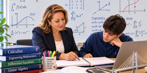 Teacher helping student with math homework.