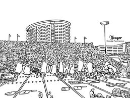 coloring page of a iowa football game with hidden ocular octopus 