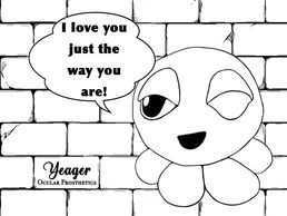 the ocular octopus in front of brick wall saying i love you just the way you are