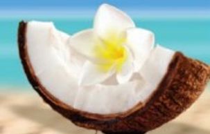 Image of coconut with flower inside