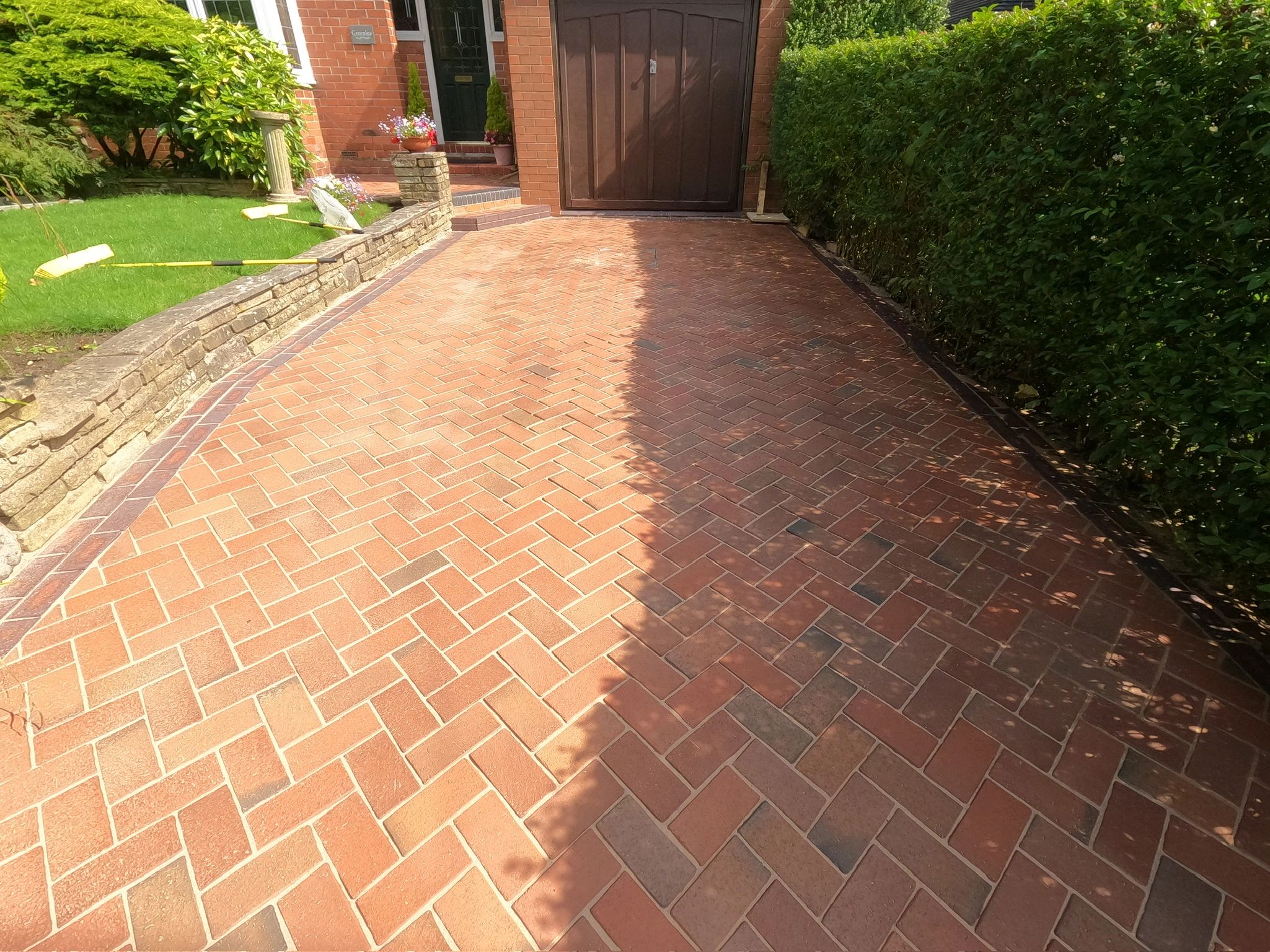 clean block paving driveway at front of customers house in stoke-on-trent