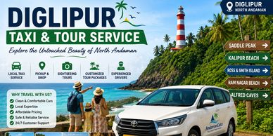 Taxi and tour service in Diglipur, North Andaman with sightseeing and beach tours.