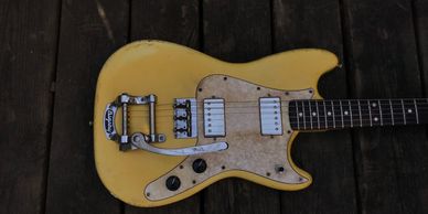 Fender Duo Sonic Mustang  Jaguar Music Master Offset replica Relic aged reproduction guitar  