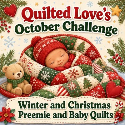 Winter and Christmas preemie baby quilts challenge in October.