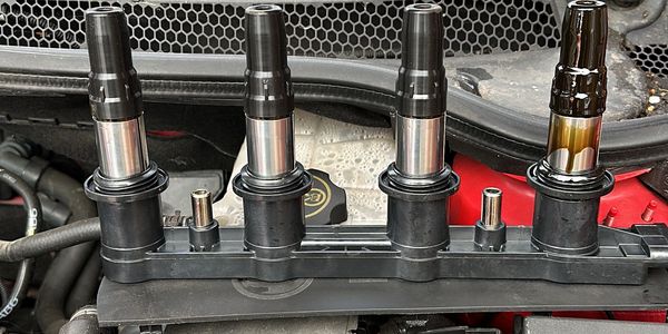 Petrol coil pack removed to clean dirty spark plugs following diesel in petrol in Taunton