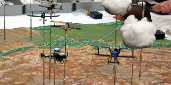 WW1 model aircraft dogfighting using Aerodrome® 1.1 rules.