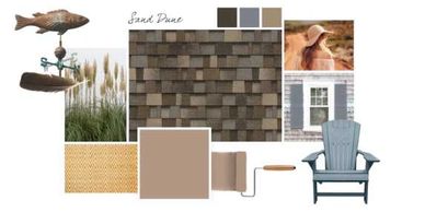 Coastal-inspired mood board featuring natural tones and textures.
