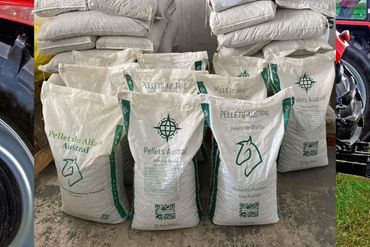 Pellets de alfalfa envasado