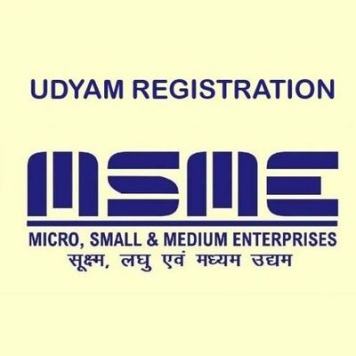 Logo for Udyam Registration of MSMEs in English and Hindi.