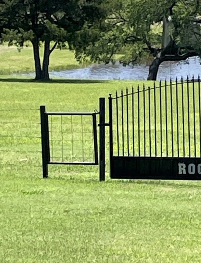 Rockin A ranch gate and pond in Perry, Oklahoma