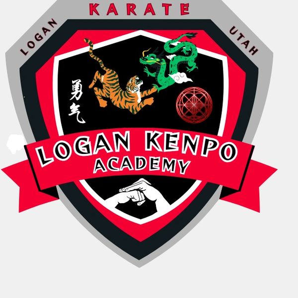 Logo for Logan Kenpo Academy featuring a tiger, dragon, and martial arts symbols.