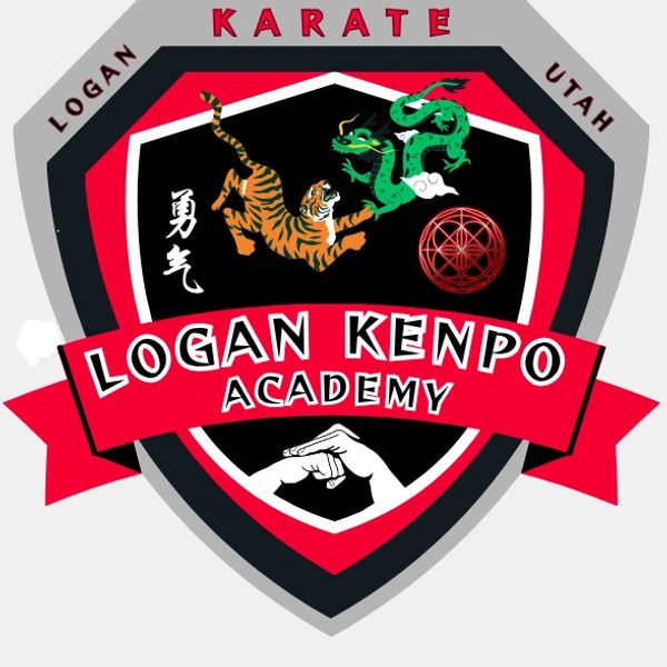 Logo for Logan Kenpo Academy featuring a tiger, dragon, and martial arts symbols.