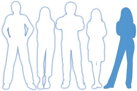 A picture of an icon representing different people