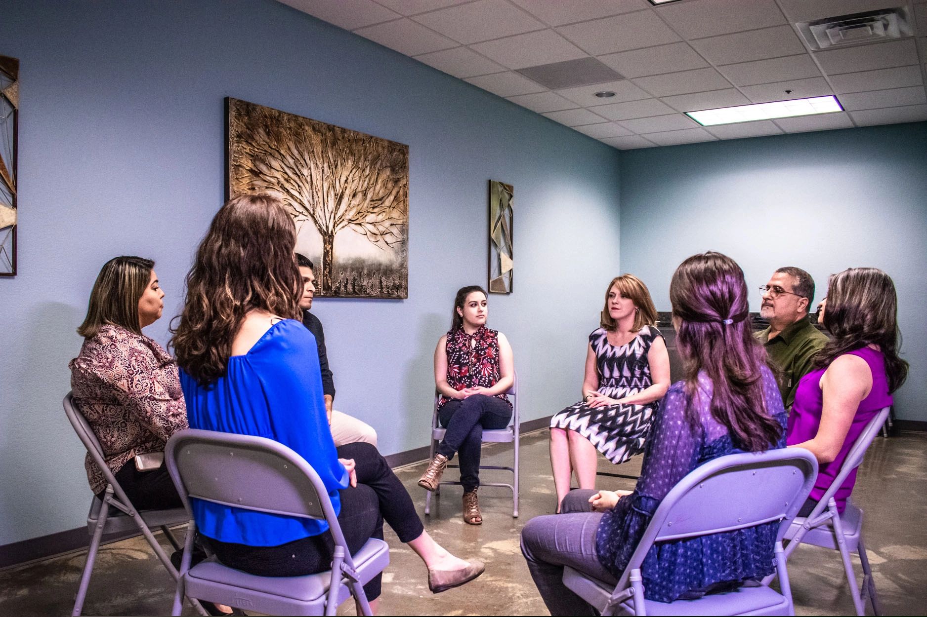 A picture of a group having a private sessions