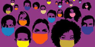An illustration of people wearing colorful mask