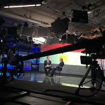 Mark Barton conducting an interview on Bloomberg Television in London.
