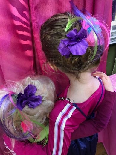 Kids fun colored hair extensions that are removable. Unicorn hair ideas for a birthday party.