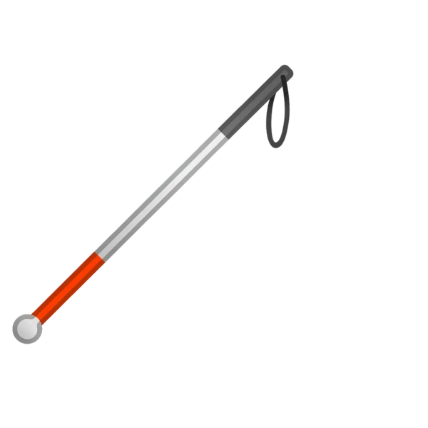 Long white cane for visually impaired individuals