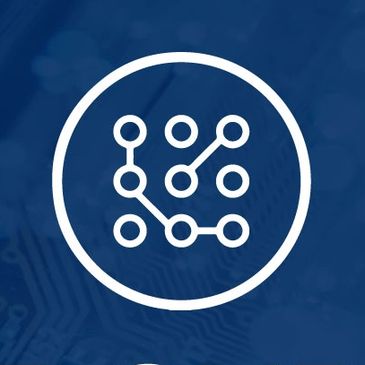 Icon of a digital circuit inside a circle.