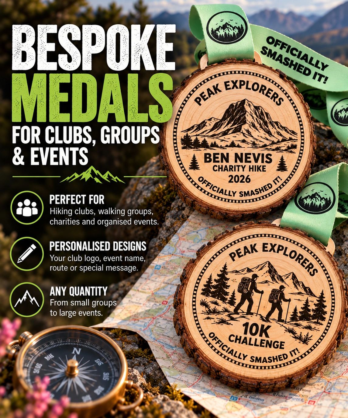 Image of bespoke wooden medals