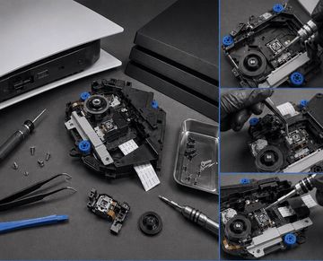 Laser Mechanism and lens taken apart and showing the Process of Replacement.