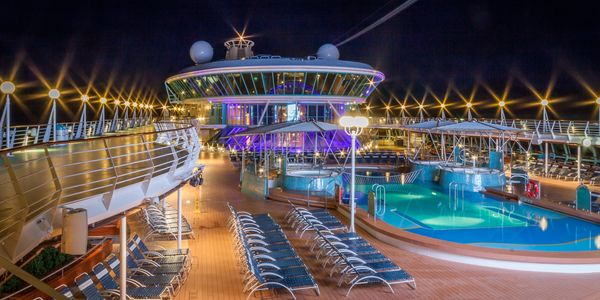 Night Photo of Cruise Ship Dock and Pool