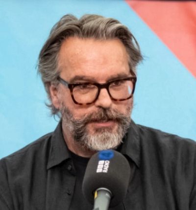 Graham speaking on a BBC panel at the Hay Festival
