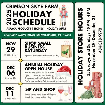 Join Crimson Skye Alpaca Farm for Holiday Cheer!