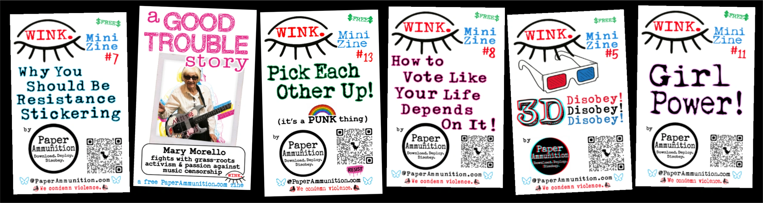 A bunch of (WINK.) mini zines by Paper Ammunition